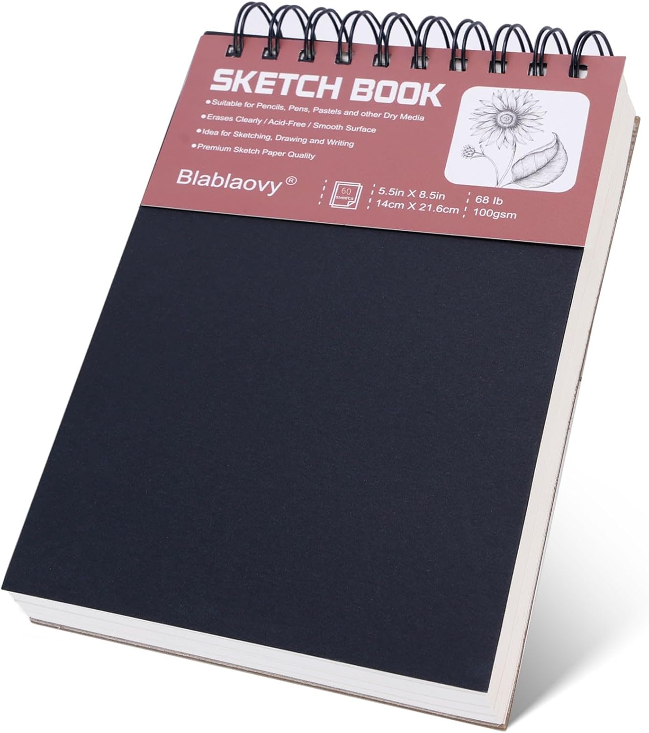 Sketch Book, 5.5" X 8.5" Sketchbook With 60 Sheets (68lb/100gsm), 1 Pack Drawing Pad Acid Free Drawing Book Sketch Pad For Kids Adults Beginners Artists (1 Pcs Black) Sketch Book, 5.5" x 8.5" Sketchbook with 60 Sheets (68lb/100gsm), 1 Pack Drawing Pad Acid Free Drawing Book Sketch Pad for Kids Adults Beginners Artists (1 pcs Black)