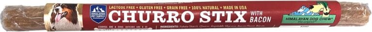 yaky CHURRO Himalayan Cheese Treats | Lactose Free - Gluten Free - Grain Free | USA Made | for All Breeds | 1 x 10 inch Churro | Real Bacon Flavor