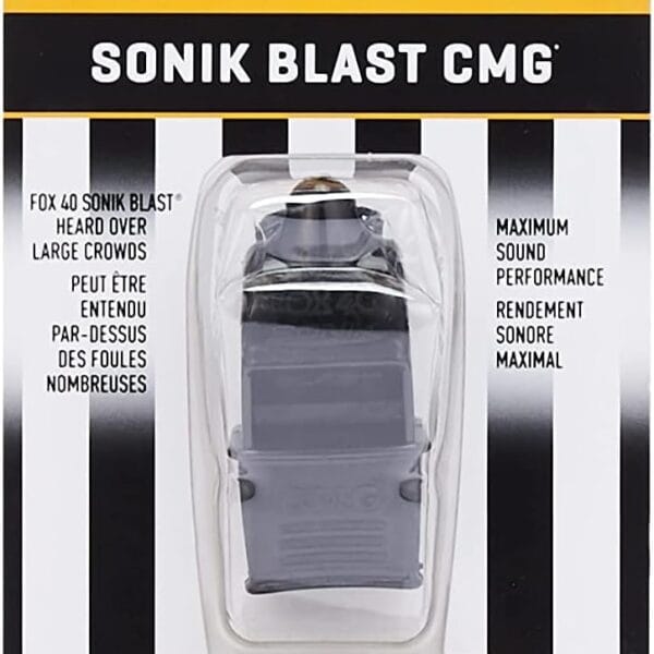 Fox 40 Sonik Blast CMG Official Whistle with Break Away Lanyard (Black)