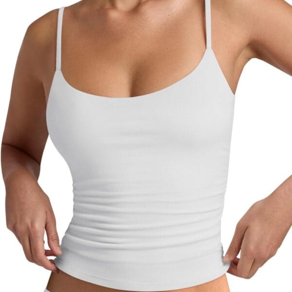 PINKMSTYLE Women's Basic Double Lined Scoop Neck Tank Tops Adjustable Cami Tank Summer Sleeveless Tops