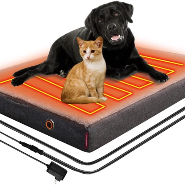 Upgraded Heated Dog Bed with Enlarged Heating Area, Orthopedic Dog Bed with Memory Foam, Heated Pet Bed & Removable Waterproof Cover for Medium, Large, Jumbo Dogs/XL