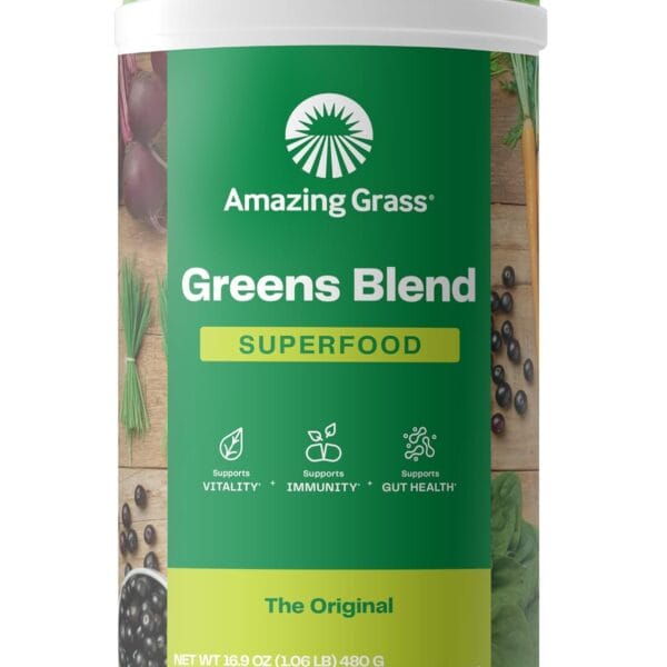 Amazing Grass Greens Blend Superfood: Super Greens Powder with Spirulina, Chlorella, Beet Root Powder, Digestive Enzymes, Prebiotics & Probiotics, Original, 60 Servings (Packaging May Vary)