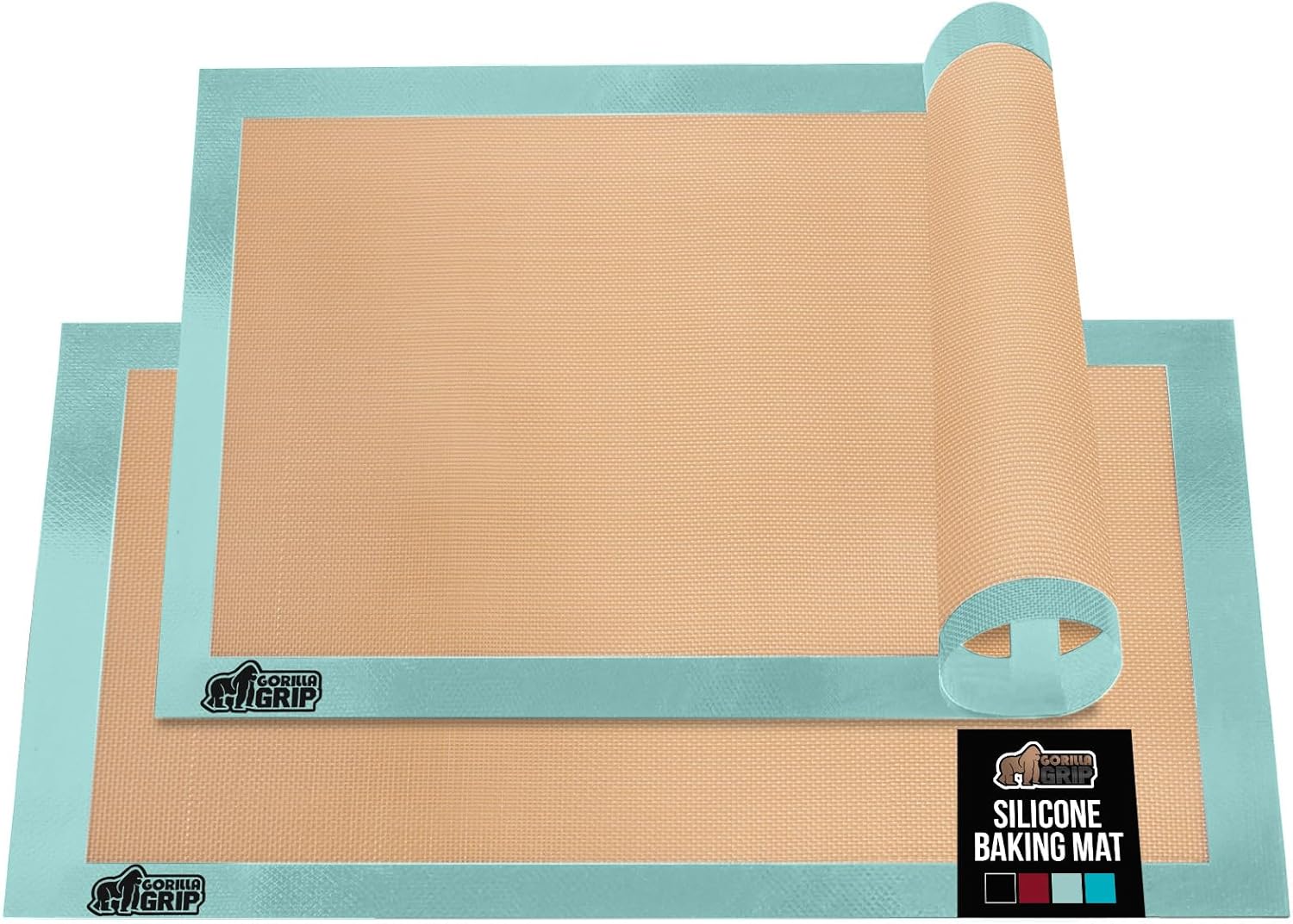GORILLA GRIP Reusable Nonstick Silicone Baking Mat, 2 Pack, BPA Free Oven Safe Food Liner, For Cookie Sheets, Toaster Ovens, Easy Clean Kitchen Pastry Mats, 11.75x8.25, Small Quarter Sheet Size, Mint GORILLA GRIP Reusable Nonstick Silicone Baking Mat, 2 Pack, BPA-Free Oven Safe Food Liner, For Cookie Sheets, Toaster Ovens, Easy Clean Kitchen Pastry Mats, 11.75x8.25, Small Quarter Sheet Size, Mint