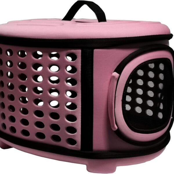 Collapsible Cat Carrier Hard, Travel Pet Carriers Bag for Small Dogs for Car Travel with Ventilation Guinea Pig 2 Small Cats Carrier Cage Dog Crate (Pink)