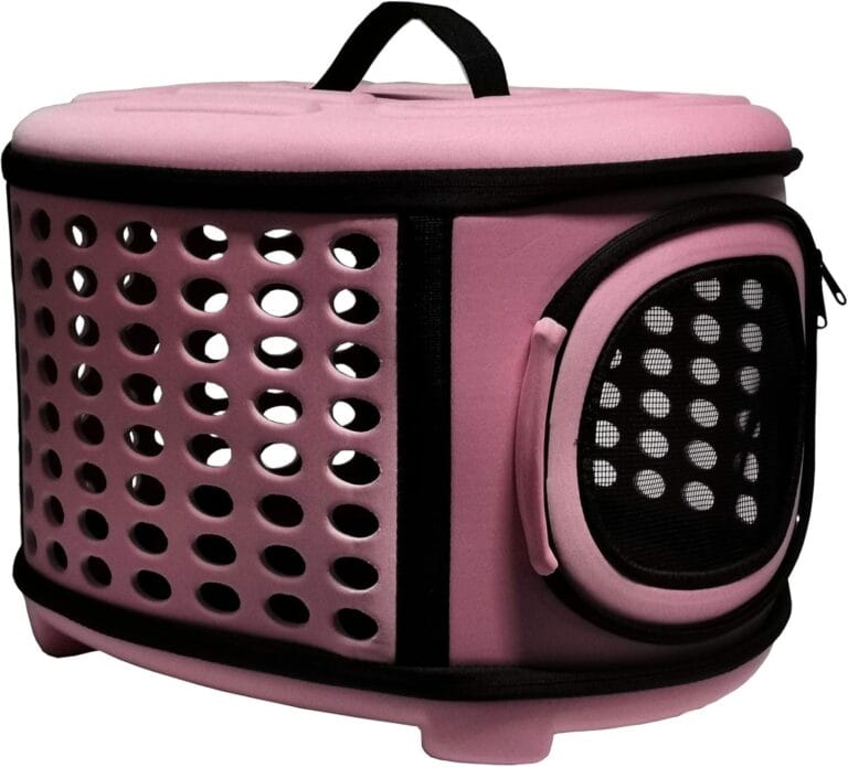 Collapsible Cat Carrier Hard, Travel Pet Carriers Bag for Small Dogs for Car Travel with Ventilation Guinea Pig 2 Small Cats Carrier Cage Dog Crate (Pink)