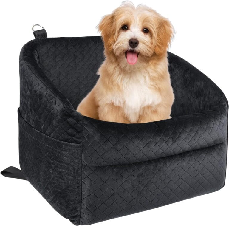 Dog Car Seat for Small/Medium Dogs, Upgrade Dog Booster Seat,Detachable and Washable Pet Car Seats with Thick Cushion Safety Leash and Storage Pockets(Black)