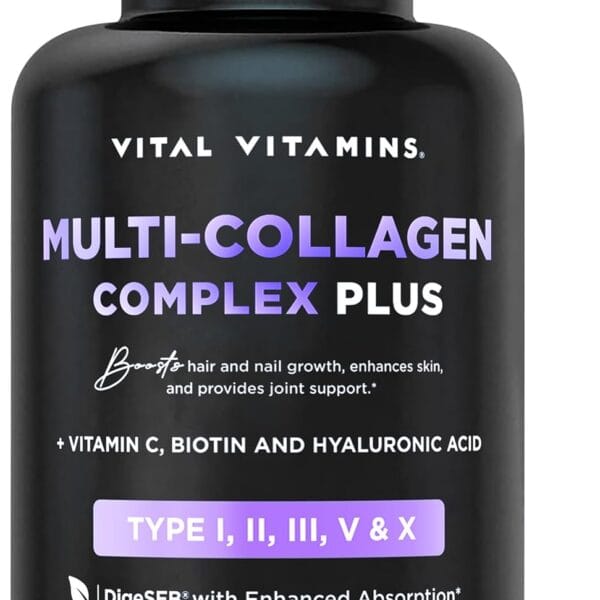 Vital Vitamins Multi Collagen Complex Plus - with Biotin, Hyaluronic Acid, Vitamin C - Type I, II, III, V, X - for Women & Men - Hair, Skin, Nails Beauty Complex - 150 Capsules