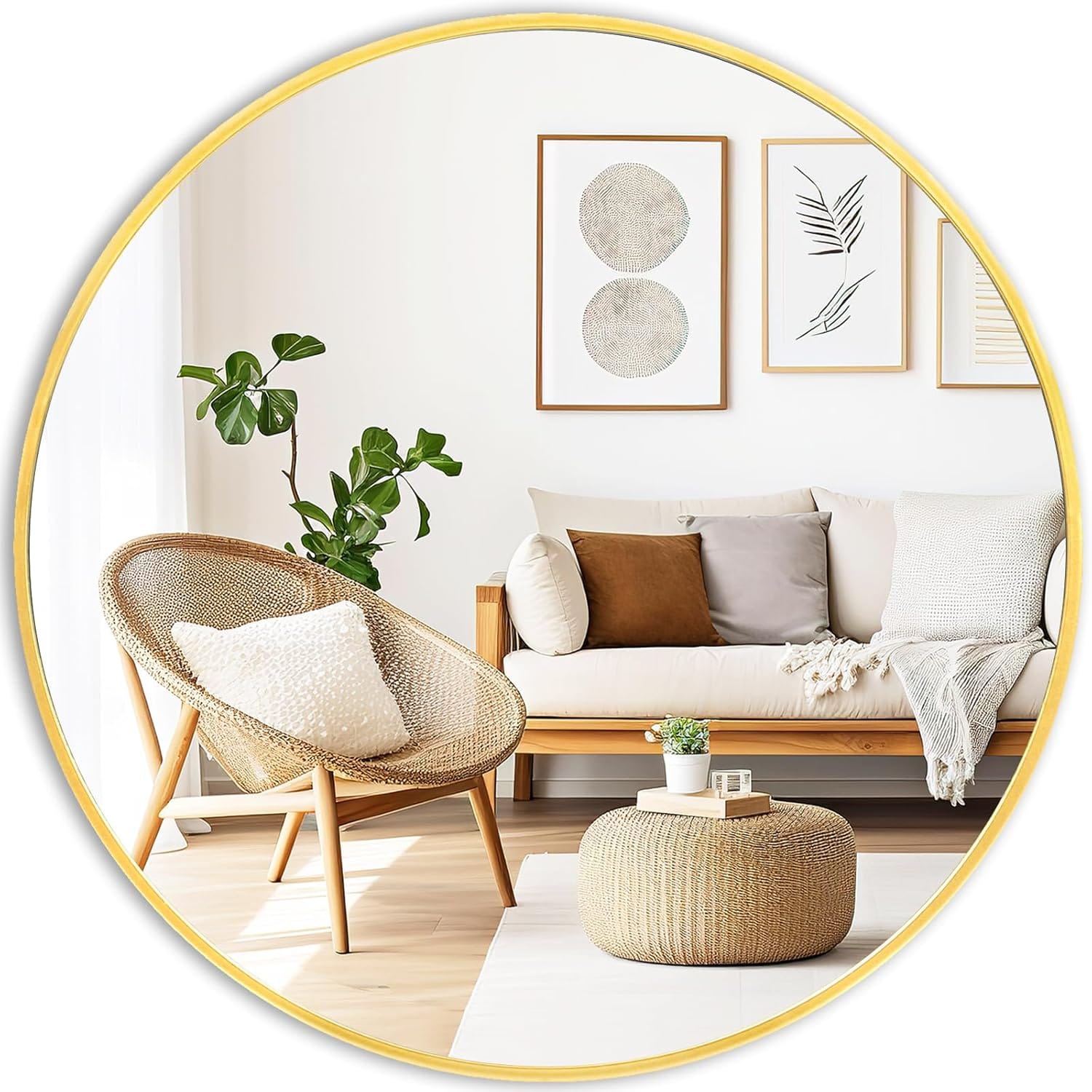 Fabuday Round Gold Mirror For Wall 20 Inch Circle Mirror For Bathroom, Living Room Decor, Metal Golden Framed Small Circular Mirror Fabuday Round Gold Mirror for Wall - 20 Inch Circle Mirror for Bathroom, Living Room Decor, Metal Golden Framed Small Circular Mirror