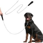 Heavy Duty Chain Leash for Medium Large Dogs, Chew Proof Metal Lead With Soft Padded Handle, Classic Black 6FT
