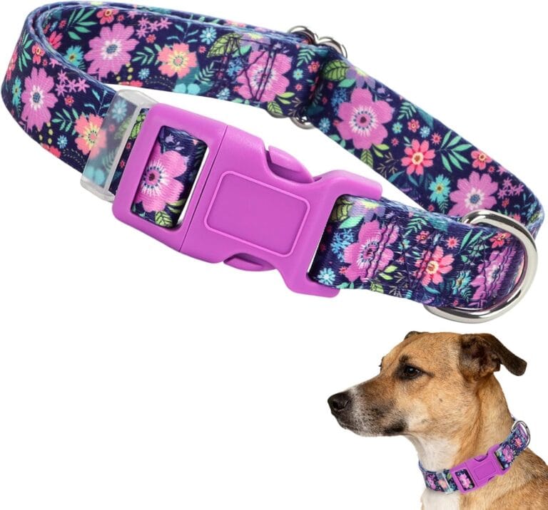 Dog Collars for Medium Dogs,Cute Girl Dog Collar with Boho Flowers Patterns,Adjustable Comfy Soft Durable Pet Collar for Small Medium Large Extra Large Dogs (M)