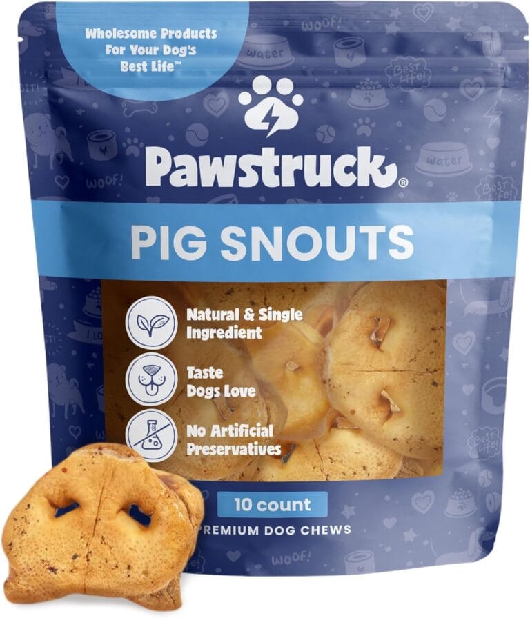 Pawstruck Natural Slow Roasted Pig Snouts for Dogs  Premium Single Ingredient Low Fat Pork Chew Treat for All Breeds  No Artificial Preservatives  10 Count