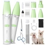 Dog Grooming Kit with LED Light, Low Noise Rechargeable 4 in 1 Pet Clippers for Matted Hair, Cordless Electric Cat Paw Trimmer Dog Nail Grinder, Grooming Supplies for Cat and Small Dogs