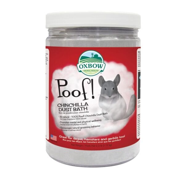 Oxbow POOF! Chinchilla Dust Bath,100% Natural Blue Beauty Dust for Chinchillas, Degus, Gerbils, and Hamsters, Small Animal Grooming, Natural Dusting Powder, 2.5 lbs Jar