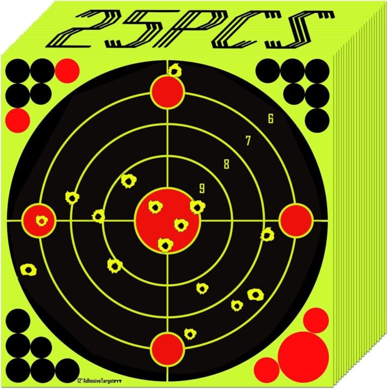 ATFLBOX 25Pack Shooting Target 12 Inch Bulleye Super Splatter Paper Target and Adhesive Target.Shooting Outdoor and Indoor ranges.Rective for Rifle - Pistol - Airsoft - Air Rifle