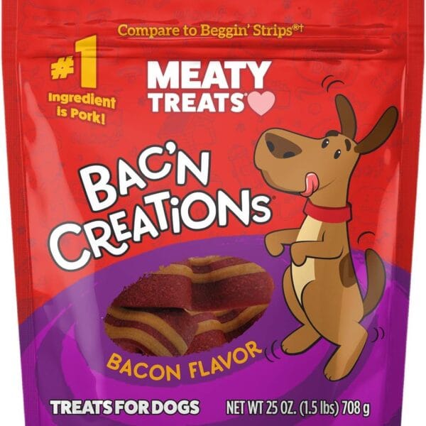 Meaty Treats Bak'N Creation Dog Treats Bacon, 25 Oz, 1Piece