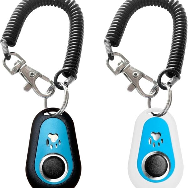 Pet Dog Trainging Clicker with Wrist Band/Clickers for Cat, Horse, Birds or Other Animals (Black + White)