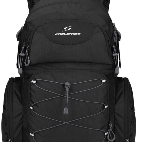 Maelstrom Hiking Backpack, 40L Waterproof Camping Daypack for Men and Women, Lightweight Travel Pack with Rain Cover-Black