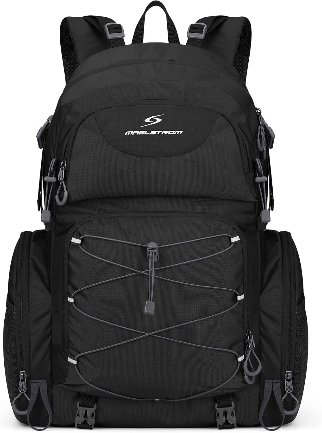 Maelstrom Hiking Backpack, 40L Waterproof Camping Daypack for Men and Women, Lightweight Travel Pack with Rain Cover-Black Maelstrom Hiking Backpack, 40L Waterproof Camping Daypack for Men and Women, Lightweight Travel Pack with Rain Cover-Black