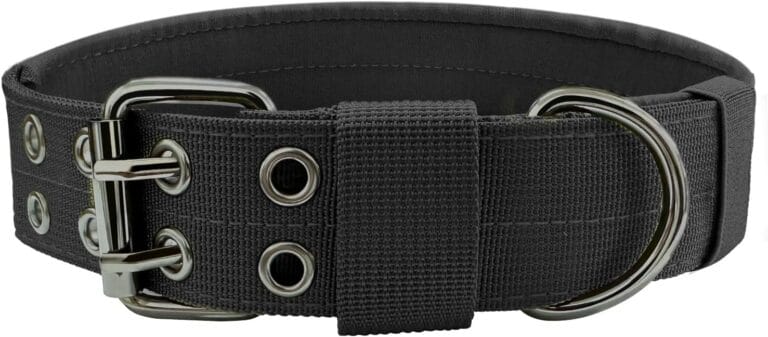 Heavy Duty Dog Collar for Large Dogs, Tactical Dog Collars with Metal Buckle & D Ring, 1.5" Width Thick Adjustable Nylon Collar for Medium Dogs, Black/M