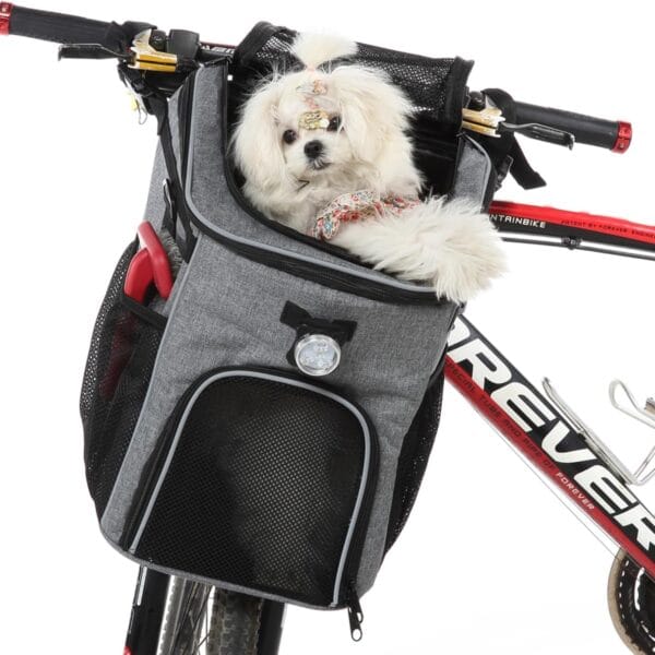 Dog Bike Basket Foldable Pet Carrier Backpack Large Waterproof Pet Bicycle Basket Portable Breathable Basket Bag for Dogs and Cats - Ideal for Pets up to 6.6 lbs