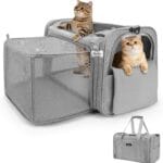 MIDOG Cat Carrier Soft, TSA Approved Airline Travel Carrier for Cats and Small Dogs, Under Seat Pet Bag with Expandable Space & Escape-Proof Zippers (Charcoal)
