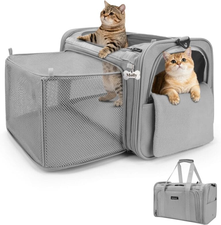 MIDOG Cat Carrier Soft, TSA Approved Airline Travel Carrier for Cats and Small Dogs, Under Seat Pet Bag with Expandable Space & Escape-Proof Zippers (Charcoal)