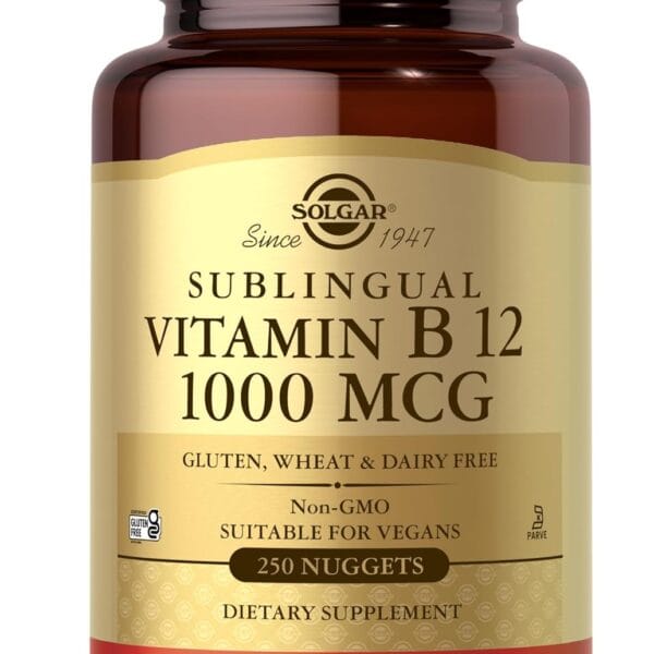 Solgar Vitamin B12 1000 mcg, 250 Nuggets - Supports Production of Energy, Red Blood Cells - Healthy Nervous System - Promotes Cardiovascular Health - Vitamin B - Non-GMO, Gluten Free - 250 Servings