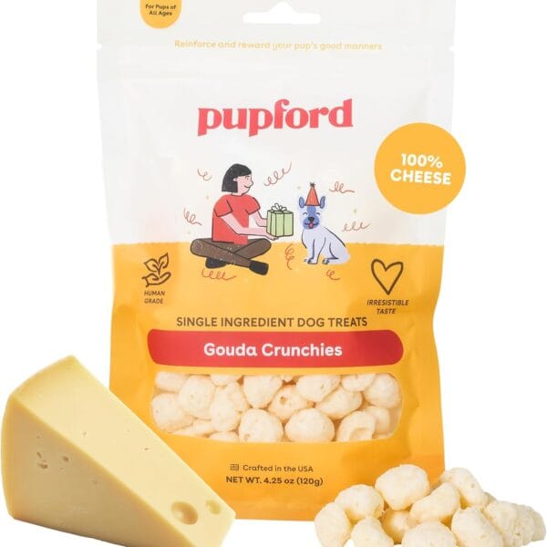 Pupford Cheese Crunchies, All-Natural, Healthy, Freeze Dried, Single-Ingredient Treat for Dogs & Puppies (Gouda, 7.50 oz)