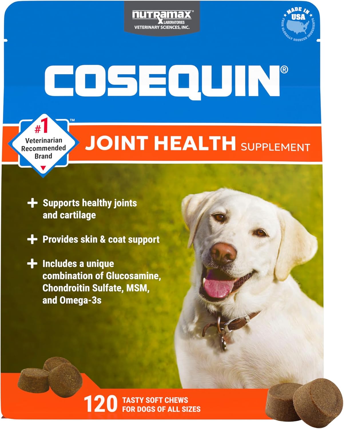 COSEQUIN Maximum Strength Joint Supplement Plus MSM & Omega-3's - With Glucosamine and Chondroitin - For Dogs of All Sizes (Soft Chews) COSEQUIN Maximum Strength Joint Supplement Plus MSM & Omega-3's - With Glucosamine and Chondroitin - For Dogs of All Sizes (Soft Chews)
