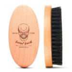 Boar Bristle Hair Beard Brush for Men, Pocket Travel Men's Wooden Small Soft Beard Brush (Skull)