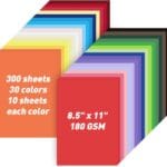 MAXECHO 8.5" X 11" Colored Cardstock Bulk 300 Sheets 30 Assorted Colors Construction Paper Card Stock Printer Paper for DIY Crafts, Kids School Supplies, Cricut, 180 GSM