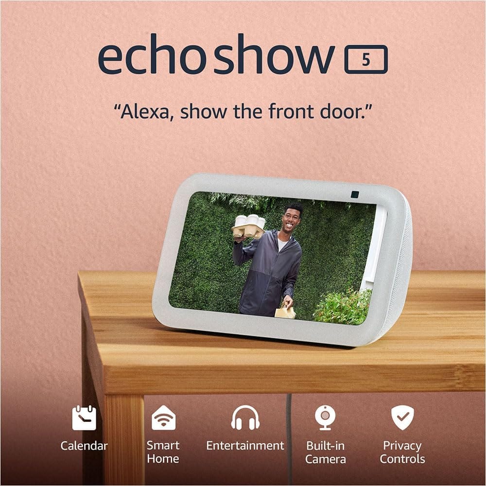 Amazon Echo Show 5 (newest Model), Smart Display With 2x The Bass And Clearer Sound, Glacier White Amazon Echo Show 5 (newest model), Smart display with 2x the bass and clearer sound, Glacier White