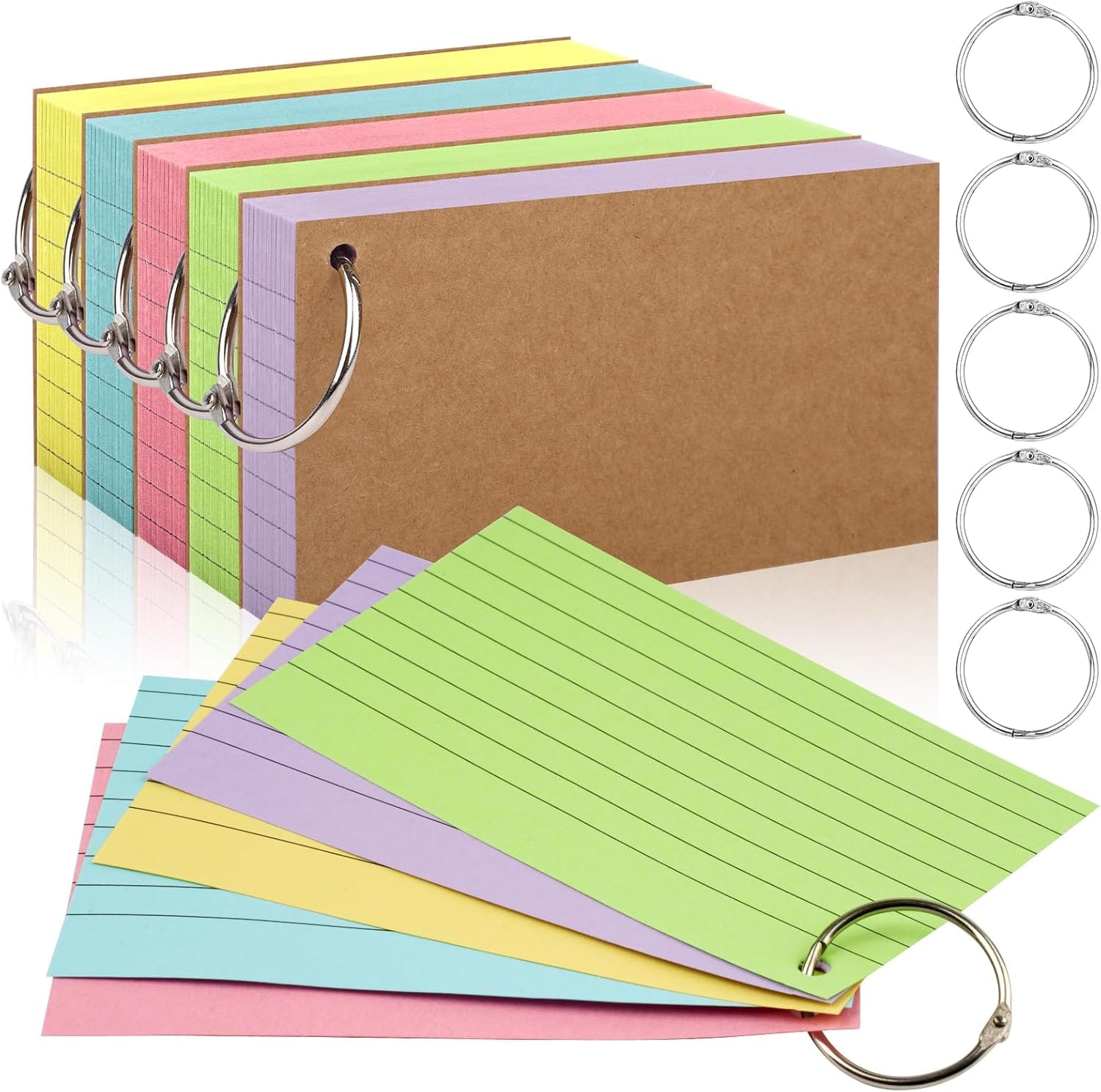 350 Pcs Index Cards With Ring, 3x5 Inches Flash Cards With RingsColored Heavy Notecards With Ring, Punched Lined Study Cards For School, College, Home, Office, Memory, To Do List (5 Colors) 350 Pcs Index Cards With Ring, 3x5 Inches Flash Cards With RingsColored Heavy Notecards With Ring, Punched Lined Study Cards For School, College, Home, Office, Memory, To Do List (5 Colors)