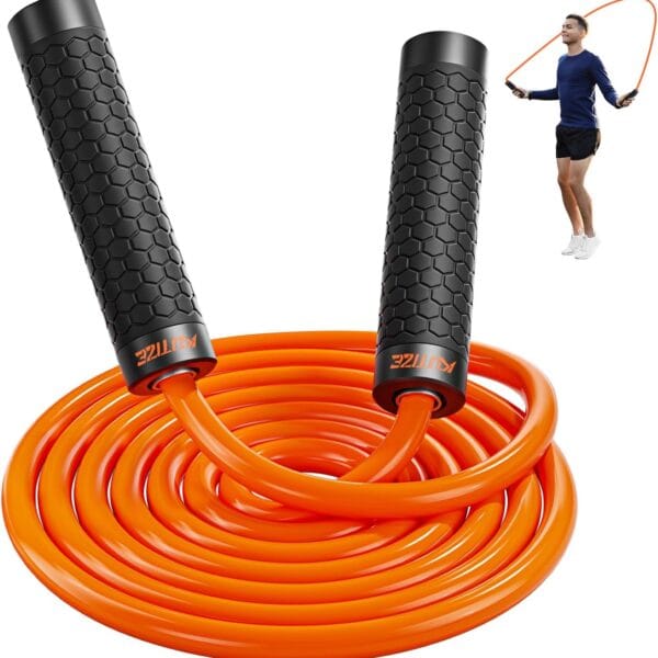 Jump Rope, Weighted Jump Rope for Men Women, Adjustable 1lb Heavy Skipping Ropes, Suitable for Boxing, Cardio, Home Fitness, Training Muscle, Home Gym Workout Equipment for Full Body Exercise