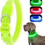 LED Lighted Reflective Dog Collar for Night Safety, USB Rechargeable, Glow Collar for Dogs, Waterproof Adjustable Flashing (Green, Large)