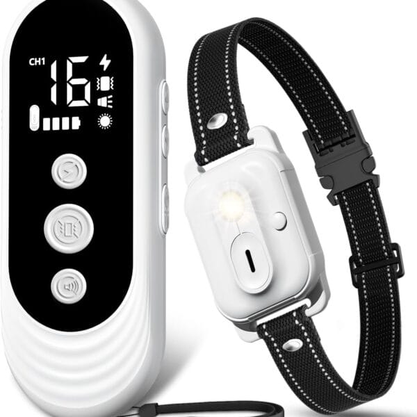 Dog Shock Collar, 3300ft Dog Training Collar with Remote, IPX7 Waterproof Rechargeable Sleek Modern Shock Collar for Small, Medium, Large Dogs with Beep, Vibration, Safety Shock, Light Mode, 8-120 lbs