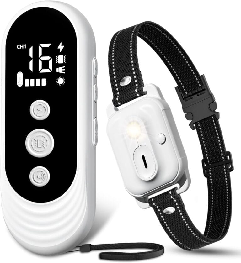 Dog Shock Collar, 3300ft Dog Training Collar with Remote, IPX7 Waterproof Rechargeable Sleek Modern Shock Collar for Small, Medium, Large Dogs with Beep, Vibration, Safety Shock, Light Mode, 8-120 lbs