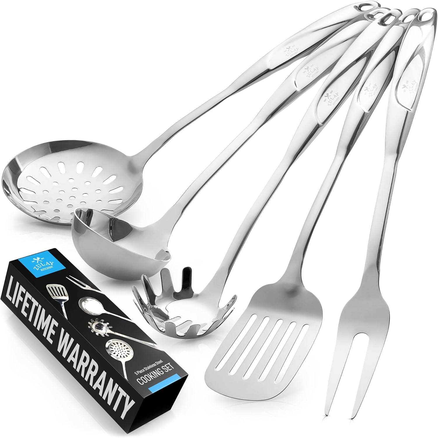 Zulay Kitchen Stainless Steel Cooking Utensil Stainless Steel Kitchen Utensil Durable Kitchen Gadgets Metal Kitchen Accessories Easy To Clean Kitchen Tools 5 Piece Set Zulay Kitchen Stainless Steel Cooking Utensil - Stainless Steel Kitchen Utensil - Durable Kitchen Gadgets - Metal Kitchen Accessories - Easy to Clean Kitchen Tools - 5 Piece Set