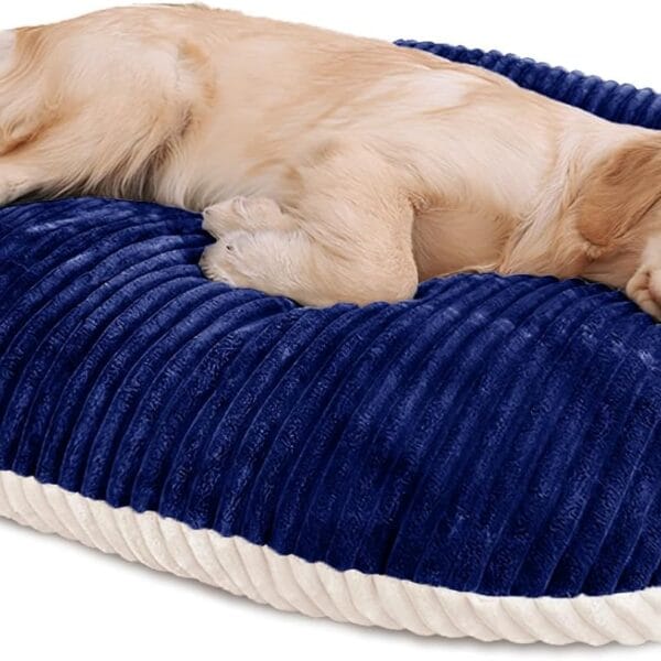 Patas Lague Reversible Orthopedic Dog Bed for Medium Dogs 30''x20'', Memory Foam Supportive Therapy Fillings Deep Sleep Pet Beds with Removable Cover Soft Warm Washable Cat Cuddler Bed Navy Blue