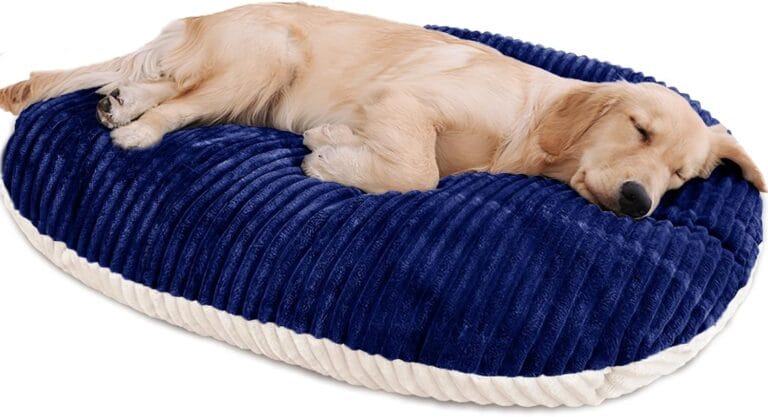 Patas Lague Reversible Orthopedic Dog Bed for Medium Dogs 30''x20'', Memory Foam Supportive Therapy Fillings Deep Sleep Pet Beds with Removable Cover Soft Warm Washable Cat Cuddler Bed Navy Blue