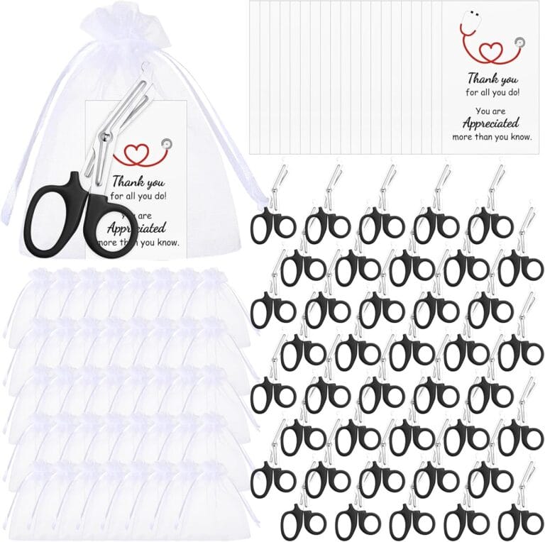 20 Pcs Trauma Shears, Gifts for Nurse Day, Medical Scissors with Organza Bags and Thank You Gift Tags, Stainless Steel Gauze Shears for Nurses Doctors EMS Volunteers (Black)