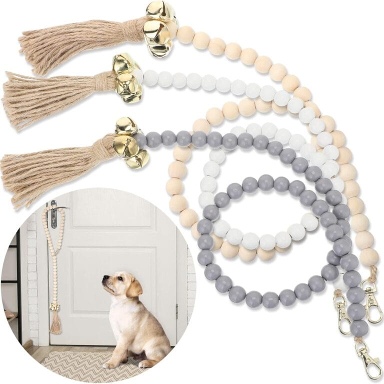 Patelai 3 Pcs Dog Bell for Door Potty Training Decorative Hanging Dog Door Bells Wooden Beads Adjustable Small Puppy Supplies for Pets Puppies Potty Training Accessories, 3 Colors