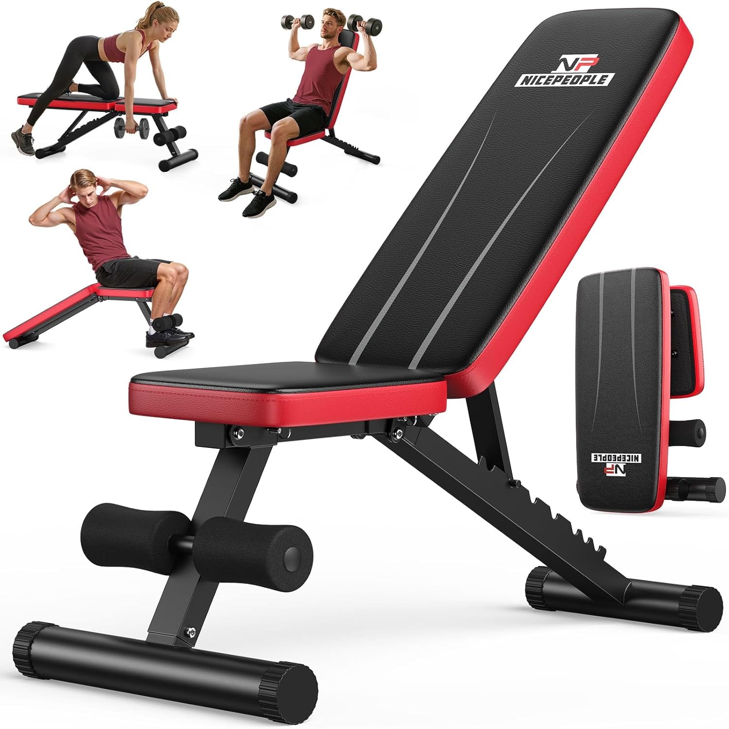 NICEPEOPLE Basic Weight Bench For Home Gym, 8 Backrests Adjustable Bench With 660LBS Weight Capacity For Chest Shoulders Arms Muscles, Foldable And Compact For Small Space Apartment Room NICEPEOPLE Basic Weight Bench for Home Gym, 8 Backrests Adjustable Bench with 660LBS Weight Capacity for Chest Shoulders Arms Muscles, Foldable and Compact for Small Space Apartment Room