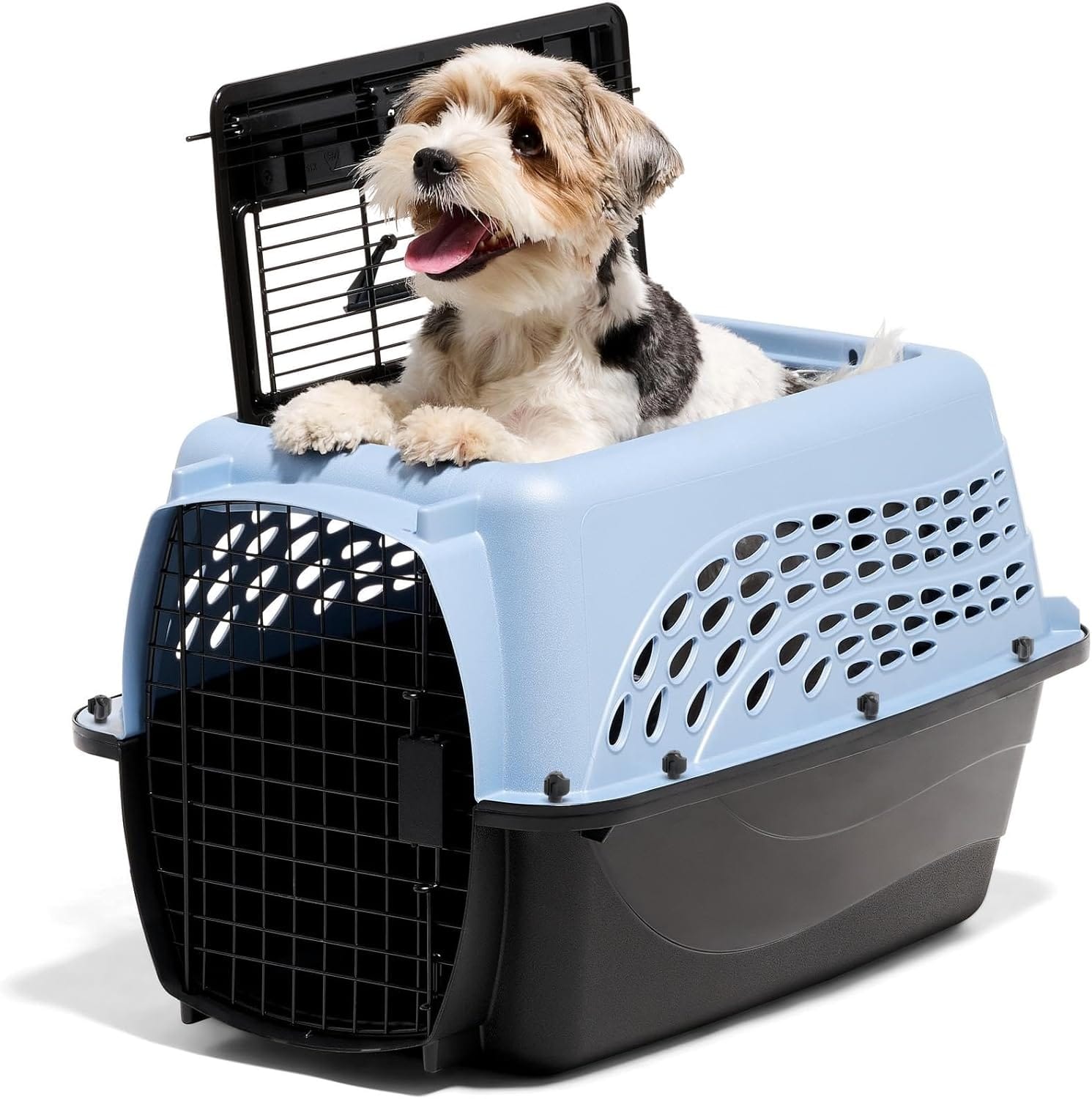 Petmate Dog Crates For Small Dogs & Cat Carriers, Two Door Plastic Pet Kennel, Top & Front Loading, Made In USA, 24", Blue Petmate Dog Crates for Small Dogs & Cat Carriers, Two-Door Plastic Pet Kennel, Top & Front Loading, Made in USA, 24", Blue