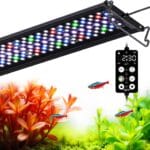 SEAOURA LED Aquarium Light, 24/7 Custom Timer, Power-Off Memory,7-Row LED 12-18in Full Spectrum Fish Tank Light, 8 Colors, 20 Brightness, Day&Night Cycle, Adjustable Mount for Freshwater Plant Growth