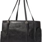 Fashion Dog Purse Pet Carrier Leather Bag for Small Dogs Cats Puppy, Portable Tote Bag Airline Approved Soft-Sided Carriers (Black)