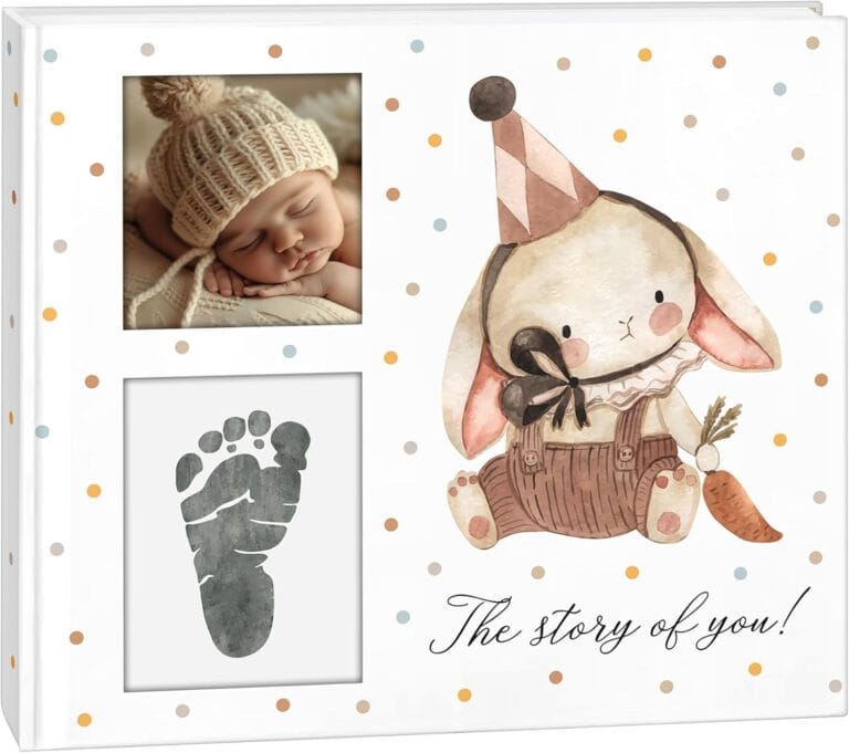 Baby Book Keepsake for New Born First 5 Years, Baby Memory Book with 24 Monthly Milestone Stickers, Memory Book & Baby Photo Album from Pregnancy to Age 5, Gender Neutral Gifts for Baby Shower