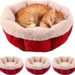 4 Packs Round Donut Cat Beds 20in Soft Plush Pet Beds Washable Calming Pet Sleep Cushions for Cat, Small Dogs, Puppy, Kitten