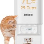 Automatic Cat Feeder, 7L/29 Cups Automatic Dog Feeder with Desiccant Bag, 1-6 Meals Ideal for 2-15mm Dry Food, Suitble for Multiple Pets, Dual Power Supply, Detachable Washable, White