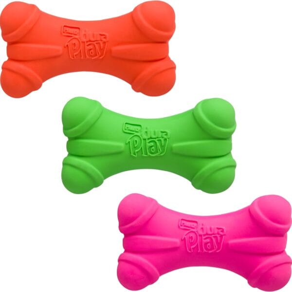 Hartz DuraPlay Bone Squeaky Latex Dog Toy for Medium Breeds, 3 Pack